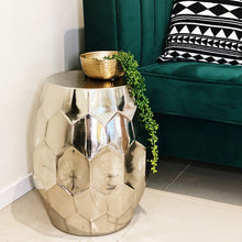 Load image into Gallery viewer, Add some style and brightness into your home with our Silver Marco Stool which will provide a luxe look into your home. Perfect just as a gorgeous decorative piece in your home, at your cosmetic table, as a side table or it also makes the perfect plant stand.| Bliss Gifts & Homewares | Unit 8, 259 Princes Hwy Ulladulla | South Coast NSW | Online Retail Gift & Homeware Shopping | 0427795959, 44541523