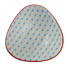 Load image into Gallery viewer, Unique triangle serving dish with a vibrant finish