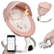 Load image into Gallery viewer, Portable electric baby swing in soft pink fabric
