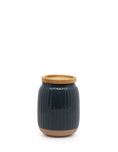 Load image into Gallery viewer, With a soft organic form and hand carved rib texture is salt&pepper's Amana Canister Set. With a distinctive black glaze, matte faux terracotta base and airtight wooden lid, this set of three 10x14cm canisters will store and keep your dry foods fresh. | Bliss Gifts & Homewares | Unit 8, 259 Princes Hwy Ulladulla | South Coast NSW | Online Retail Gift & Homeware Shopping | 0427795959, 44541523