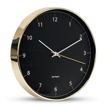 Load image into Gallery viewer, Stay ahead of time and style any wall space with this classic 31cm BLAIR wall clock from Salt&Pepper's MOOD collection. Black face, gold frame. Easy-to-read numbers and dials. Silent sweep movement. Shop online or instore. AfterPay available. Australia wide Shipping. | Bliss Gifts & Homewares | Unit 8, 259 Princes Hwy Ulladulla | South Coast NSW | 0427795959, 44541523