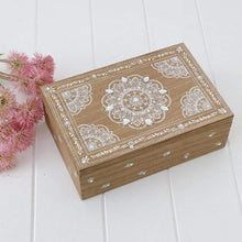 Load image into Gallery viewer, Our Boho Mandala Trinket Box is bohemian inspired and perfect for storing your treasures in the bedroom or around the home. The delicate hand painted mandala design is dotted with jewels, providing both fun, functionality and luxury.| Bliss Gifts & Homewares | Unit 8, 259 Princes Hwy Ulladulla | South Coast NSW | Online Retail Gift & Homeware Shopping | 0427795959, 44541523