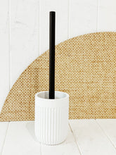 Load image into Gallery viewer, Embrace the latest trends in bathroom styling with the Cult Toilet Brush Holder. Made from poly resin, this 10x35.5cm toilet brush holder in monochromatic matte white enjoys a minimalist design with a ribbed texture finish.| Bliss Gifts & Homewares | Unit 8, 259 Princes Hwy Ulladulla | South Coast NSW | Online Retail Gift & Homeware Shopping | 0427795959, 44541523