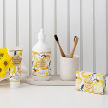 Load image into Gallery viewer, Organic Shea Butter Soap in Citrus Splash - Lemon Pattern - Our beautifully perfumed French Triple Milled body bar soaps are made in Australia with Certified Organic Shea Butter. 200 grams. Organic Shea Butter. Proudly Australian made.| Bliss Gifts & Homewares | Unit 8, 259 Princes Hwy Ulladulla | South Coast NSW | Online Retail Gift & Homeware Shopping | 0427795959, 44541523