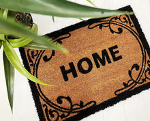Load image into Gallery viewer, Our gorgeous Filigree Home Door Mat is the perfect way to create a luxe feel to your home before your guests even step foot inside. - 60 x 40cm - Black "Home" sign surrounded by a beautiful black filigree design on a natural background - Made from Natural coir fibres - PVC backing | Bliss Gifts & Homewares | Unit 8, 259 Princes Hwy Ulladulla | South Coast NSW | Online Retail Gift & Homeware Shopping | 0427795959, 44541523
