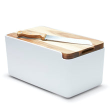 Load image into Gallery viewer, HUDSON White Bread Bin with Acacia Lid