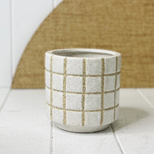Load image into Gallery viewer, Give your vibrant and colourful potted plants and flowers and incredibly stylish home in our Ivory Pots. Our Ivory pots come in two different styles, stripe and square.| Bliss Gifts & Homewares | Unit 8, 259 Princes Hwy Ulladulla | South Coast NSW | Online Retail Gift & Homeware Shopping | 0427795959, 44541523