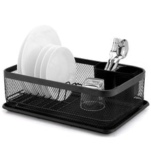 Load image into Gallery viewer, Black mesh dish rack with utensil holder