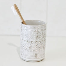 Load image into Gallery viewer, Update your bathroom with a great new stylish with Liberty Ceramic Tumbler - Natural. This 8 x 17.5cm tumbler is made from a highly durable ceramic, and features a natural colour textured finish.| Bliss Gifts & Homewares | Unit 8, 259 Princes Hwy Ulladulla | South Coast NSW | Online Retail Gift & Homeware Shopping | 0427795959, 44541523