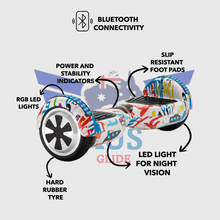 Load image into Gallery viewer, Self-balancing scooter with white graffiti design.