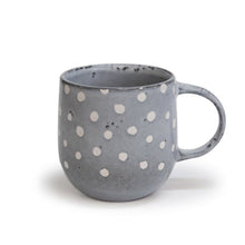 Load image into Gallery viewer, Buy unique ceramic grey polka dot mug