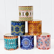 Load image into Gallery viewer, Our gorgeous Large Nyla Pots create a unique style with bold shapes and bright shades of blues, reds and browns - Drainage hole and plug perfect for indoor and outdoor use - Available in 6 styles Measures: 13.5x13.5x12.cm - Ceramic | Bliss Gifts & Homewares | Unit 8, 259 Princes Hwy Ulladulla | South Coast NSW | Online Retail Gift & Homeware Shopping | 0427795959, 44541523