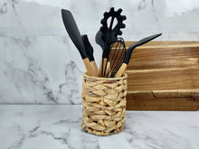 Load image into Gallery viewer, Wooden straw utensil holder for kitchen organization