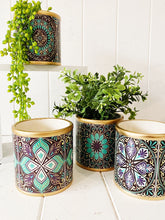 Load image into Gallery viewer, Create an exotic feel with our beautiful Persian Round Pot - Large. With gorgeous blue designs it is sure to add some exotic charm to any space. The colour will enhance your favourite plant or succulent. Perfect for indoor and outdoor use. Available in 4 designs.| Bliss Gifts & Homewares | Unit 8, 259 Princes Hwy Ulladulla | South Coast NSW | Online Retail Gift & Homeware Shopping | 0427795959, 44541523