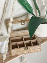 Load image into Gallery viewer, Small rattan jewellery box with a natural woven texture.
