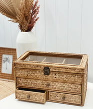 Load image into Gallery viewer, Bohemian-style rattan weave box with a secure lid.