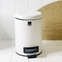 Load image into Gallery viewer, A must have for every bathroom, this 3 litre white bin in metal comes with an easy to use pedal and includes a removable inner bucket. highly durable metal. 3lt. Matches the Spot toilet Brush & Roll Holder Set.| Bliss Gifts & Homewares | Unit 8, 259 Princes Hwy Ulladulla | South Coast NSW | Online Retail Gift & Homeware Shopping | 0427795959, 44541523