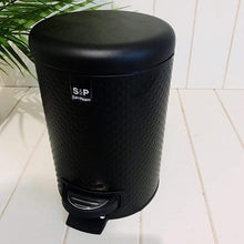 Load image into Gallery viewer, A must have for every bathroom, this 3 litre black bin in metal comes with an easy to use pedal and includes a removable inner bucket. highly durable metal. Matches the Spot toilet Brush & Roll Holder Set.| Bliss Gifts & Homewares | Unit 8, 259 Princes Hwy Ulladulla | South Coast NSW | Online Retail Gift & Homeware Shopping | 0427795959, 44541523