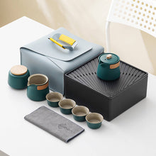 Load image into Gallery viewer, Chinese tea cup set with intricate blue and white floral design