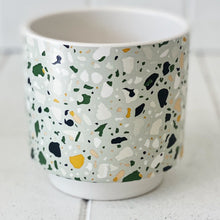 Load image into Gallery viewer, Showcase your favourite plants, succulents, and flowers with the beautiful and unique Terrazzo Pots in Small. Approx size: 10x10x10cm. Ceramic. Drainage hole and plug for your convenience.| Bliss Gifts & Homewares | Unit 8, 259 Princes Hwy Ulladulla | South Coast NSW | Online Retail Gift & Homeware Shopping | 0427795959, 44541523