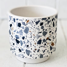 Load image into Gallery viewer, Showcase your favourite plants, succulents, and flowers with the beautiful and unique Terrazzo Pots in Small. Approx size: 10x10x10cm. Ceramic. Drainage hole and plug for your convenience.| Bliss Gifts & Homewares | Unit 8, 259 Princes Hwy Ulladulla | South Coast NSW | Online Retail Gift & Homeware Shopping | 0427795959, 44541523