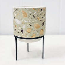 Load image into Gallery viewer, Showcase your favourite plants, succulents, and flowers with the beautiful and unique Terrazzo Pots on Stand in Small. Approx size: 10x10x10cm. Ceramic. Drainage hole and plug for your convenience.| Bliss Gifts & Homewares | Unit 8, 259 Princes Hwy Ulladulla | South Coast NSW | Online Retail Gift & Homeware Shopping | 0427795959, 44541523