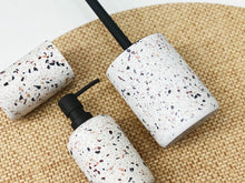 Load image into Gallery viewer, Venice White 185ml Soap Dispenser - Salt&Pepper - Made from durable resin in a delightfully sleek shape - features a matte finish with an on-trend terrazzo inlay |Bliss Gifts & Homewares - Unit 8, 259 Princes Hwy Ulladulla - Shop Online & In store - 0427795959, 44541523 - Australia wide shipping