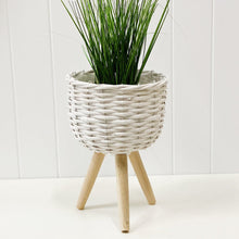 Load image into Gallery viewer, Elevate the look of your plant or floral display with our White Wicker pot Holder - Small. Indoor plants are on trend and our stylish Wicker planters are perfect for showing off your gorgeous greenery. Shop online. AfterPay available. Australia wide Shipping. | Bliss Gifts & Homewares | Unit 8, 259 Princes Hwy Ulladulla | South Coast NSW | 0427795959, 44541523