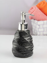 Load image into Gallery viewer, Ceramic soap dispenser with elegant terrazzo pattern.