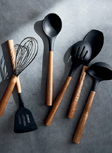 Load image into Gallery viewer, Bialetti St Clare Acacia Handle Silicone Ladle - Kitchen Utensils - black silicone head - heat resistant up to 500degrees - solid acacia handle |Bliss Gifts & Homewares - Unit 8, 259 Princes Hwy Ulladulla - Shop Online & In store - 0427795959, 44541523 - Australia wide shipping
