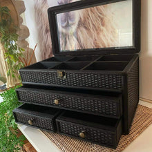 Load image into Gallery viewer, Handmade black rattan jewelry box