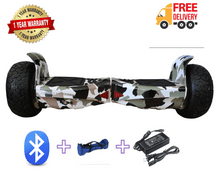 Load image into Gallery viewer, Close-up of the camouflage grey pattern on the hoverboard shell