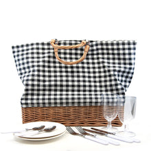 Load image into Gallery viewer, PICNIC Tote Bag Set - Deluxe Picnic Tote Bag for 2 people - this lightweight bag with a wicker base and carry handles includes 2x ceramic plates, 2x three-piece cutlery sets, 2x plastic wine glasses | Salt&Pepper |Bliss Gifts & Homewares - Unit 8, 259 Princes Hwy Ulladulla - Shop Online & In store - 0427795959, 44541523 - Australia wide shipping