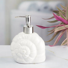 Load image into Gallery viewer, High-quality ceramic soap dispenser with unique terrazzo finish.