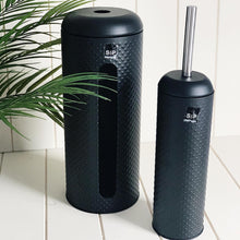 Load image into Gallery viewer, The SPOT Toilet Brush & Roll Holder features a beautiful black embossed spot pattern and is a must-have bathroom essential for every household. Made of metal; toilet roll holder holds up to 4 rolls; embossed spot pattern.| Bliss Gifts & Homewares | Unit 8, 259 Princes Hwy Ulladulla | South Coast NSW | Online Retail Gift & Homeware Shopping | 0427795959, 44541523