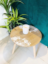 Load image into Gallery viewer, White Mandala Print Side Table - Perfect as a bedside table, coffee table or as corner decor table - Features a beautiful White Mandala design - Made from MDF - Measures: 40x40cm. |Bliss Gifts & Homewares - Unit 8, 259 Princes Hwy Ulladulla - Shop Online & In store - 0427795959, 44541523 - Australia wide shipping