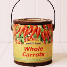 Load image into Gallery viewer, These funky ceramic Retro Garden Vegetable Print Planters are the perfect rustic pot to put on display in your home or plant your favourite herb or plant inside | 8 styles available | Ceramic rustic tin can look | 11.5 x 12cm | Drainage hole and plug | Shop online or in-store | AfterPay available | Australia wide Shipping | Unit 8, 259 Princes Hwy Ulladulla | South Coast NSW | 0427795959, 44541523