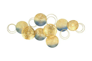 Blue Gold Metal Wall Art Circular Plaques Sign Home Decor -99cm
