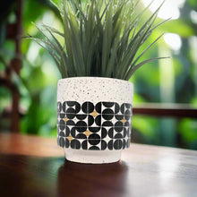 Load image into Gallery viewer, Terrazzo Look Black Aztec Planter Pot- 10cm
