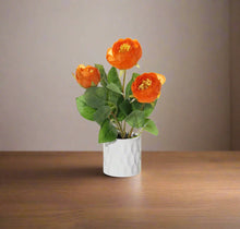 Load image into Gallery viewer, Elegant Artificial Rose Arrangement in Textured Ceramic Pot – 20cm