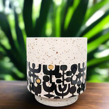 Load image into Gallery viewer, Terrazzo Look Black Aztec Planter Pot- 10cm