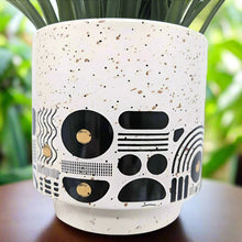 Load image into Gallery viewer, Terrazzo Look Black Aztec Planter Pot- 10cm