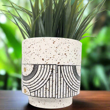 Load image into Gallery viewer, Terrazzo Look Black Aztec Planter Pot- 10cm
