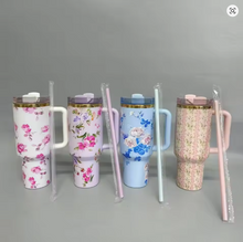 Load image into Gallery viewer, Eco-friendly Love Shack tumbler with floral print