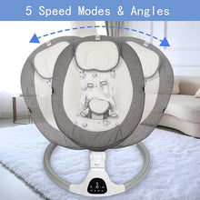 Load image into Gallery viewer, Electric Baby Swing - Touch Screen, 5 Speeds, Portable, Bluetooth, Lullabies, Timer, 5-Point Harness for Infants &amp; Toddlers