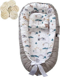 Baby Nest for Newborn and Babies,Double Sided,Baby Bassinet for Bed/Lounger/Nest/Pod/Cot Bed/Sleeping, Breathable,100% Cotton Hypoallergenic,with Pillow,Portable