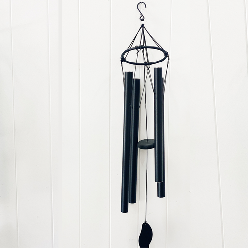 Our bold and beautiful Black Metal Harmonious Tuned Wind Chime features 5 large tubes in all different sizes to give different sounds to your outdoor space. With a strong hook at the top, this stunning wind chime gives off beautiful sound an energy. 85cm.| Bliss Gifts & Homewares | Unit 8, 259 Princes Hwy Ulladulla | South Coast NSW | Online Retail Gift & Homeware Shopping | 0427795959, 44541523