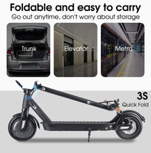 Load image into Gallery viewer, ESA Pro Glider Electric Scooter - 10&quot; Wheels - Front View 2. ESA Pro Glider Electric Scooter - Side View - Folded