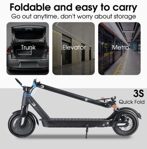 ESA Pro Glider Electric Scooter - 10" Wheels - Front View 2. ESA Pro Glider Electric Scooter - Side View - Folded
