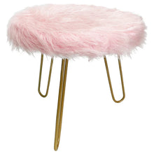 Load image into Gallery viewer, Faux Fur Shaggy Pink 3-Legged Child Stool/ Footstool